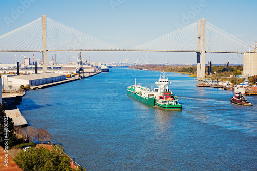 Photo: Ship entering port of Savannah Ship entering port of Savannah