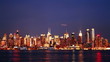 Manhattan skyline from New Jersey at evening, time lapse