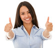 Happy woman with thumbs up