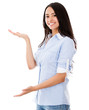 Girl presenting something
