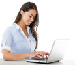 Woman working on a laptop