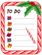 Vector: Christmas Gift To Do List, candy cane frame, pencil, gifts Christmas Gift To Do List, candy cane frame, pencil, gifts
