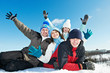 group of happy young people in winter