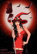 Happy Halloween. Sexy witch with broom