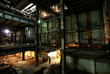 Old creepy, dark, decaying, destructive, dirty factory