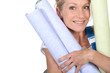 Woman with wall-paper