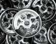 gears and mainspring in the mechanism of a pocket watch