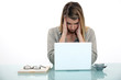 woman tired of working on her laptop