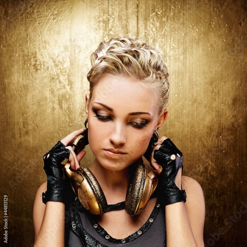 Photo: Steam punk girl with headphones Steam punk girl with headphones