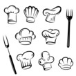Koch, Kochmützen, Kochen, vector set