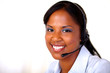 Afro-american receptionist looking at you