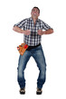 Man gripping an invisible object