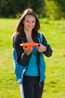 Woman and frisbee