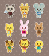 cartoon animal waiter stickers
