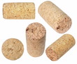 collection of wine corks isolated on white background