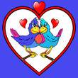Illustration: two parrots are kissed in heart two parrots are kissed in heart