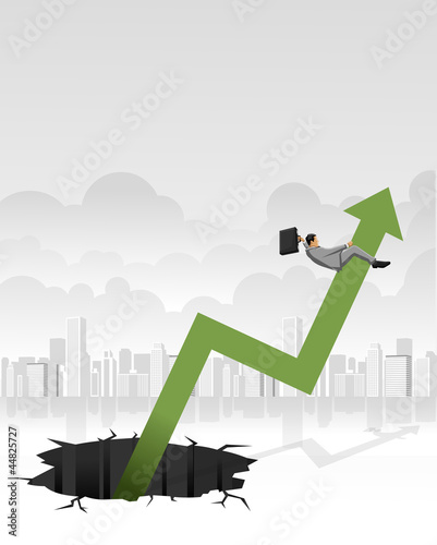 Vector: Cowboy business man riding a arrow out of a hole Cowboy business man riding a arrow out of a hole