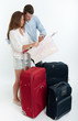 Couple checking destination map