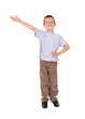 boy shows gesture welcome