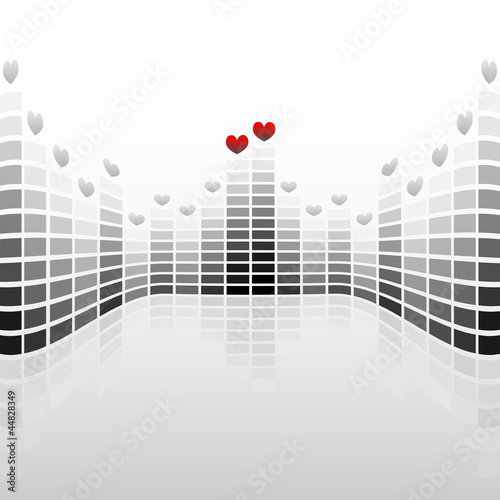 Vector: digital equalizer display with valentine heart on each top digital equalizer display with valentine heart on each top
