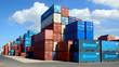 Freight containers in the Le Havre port.