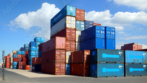 Photo: Freight containers in the Le Havre port. Freight containers in the Le Havre port.
