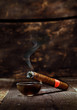 Burning luxury Cuban cigar