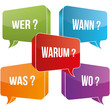 Sprechblasen 6-W-Fragewörter bunt