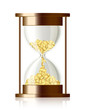 Time is money - vector hourglass with coins