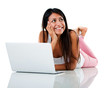 Photo: Thoughtful woman with a laptop Thoughtful woman with a laptop