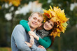 Couple at autumn outdoors