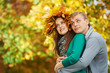 Couple at autumn outdoors