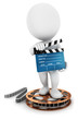 3d white people holding a movie clapper