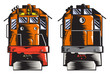 Diesel Train Front Rear Woodcut Retro