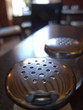 Close up of restaurant salt and pepper shaker