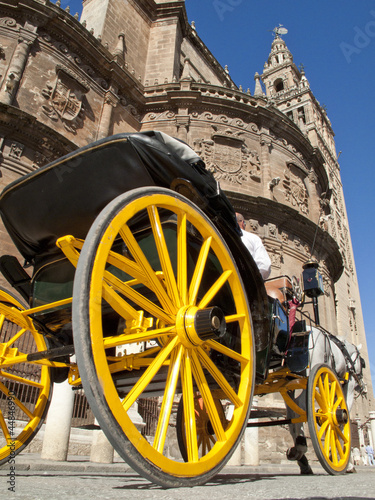 Photo: Old-fashioned carriage near cathedral, Seville, Spain Old-fashioned carriage near cathedral, Seville, Spain