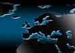 map, Western Europe, political, blue aura, surface structure, black