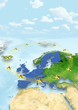 map, Western Europe, physical, political, clouds, sky, European Union, EU Stars