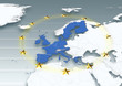 map, Western Europe, white, grey, physical, European Union, EU Stars, political