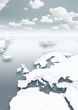 map, Western Europe, white, grey, physical, clouds, grey sky