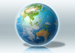 globe, world, Asia, clouds, grey, reflection
