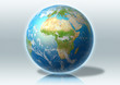 globe, world, clouds, grey, reflection