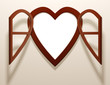 Heart shaped open window, 3d.