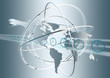 map, world, concept, time zones, clock faces, grey, physical, symbols