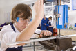 Student using drill in metalwork class