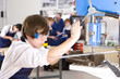 Student using drill in metalwork class
