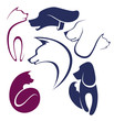 cats and dogs, vector pets collection