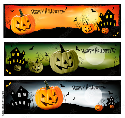 Vector: Three Halloween banners Vector Three Halloween banners Vector