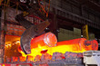 Molten forged steel in furnace