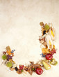 Autumn fruits and leaves border